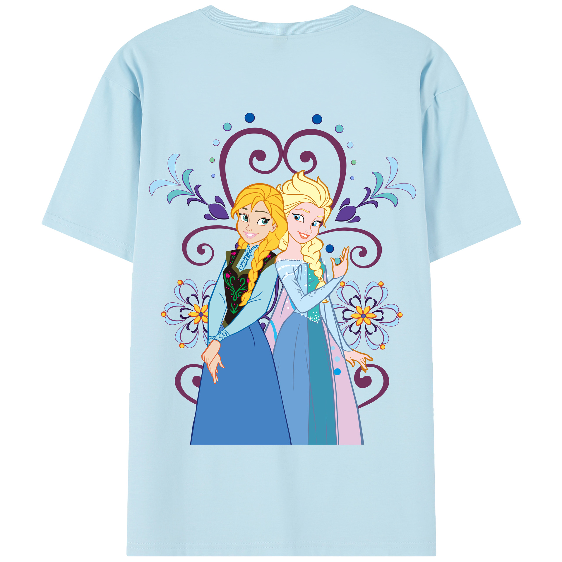 （画像用） アナと雪の女王 アンナ エルサ Frozen Anna Elsa 綿100％半袖Tシャツ（背面プリント）